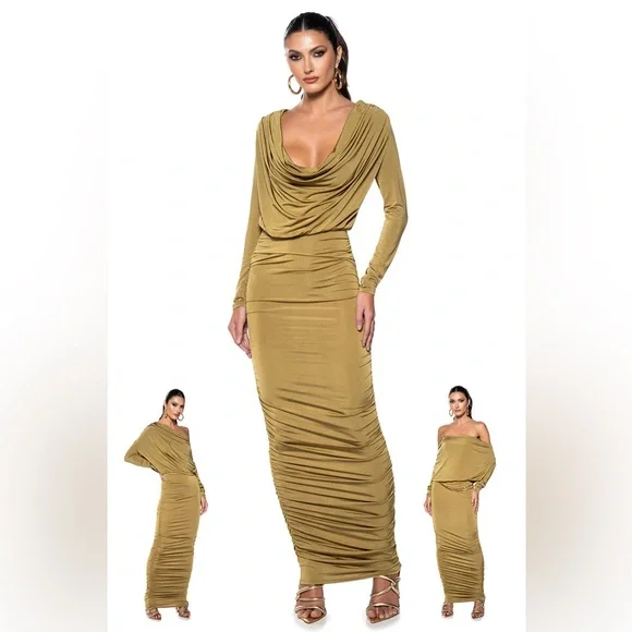 AKIRA Olive Long Sleeve Maxi Dress - Picture 1 of 5